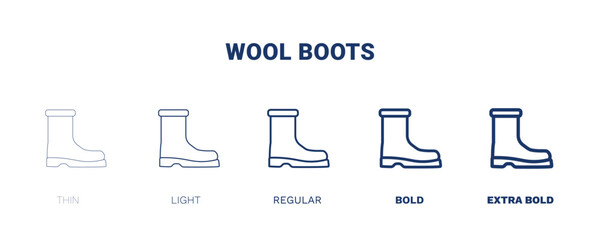 wool boots icon. Thin, light, regular, bold, black wool boots icon set from clothes and outfit collection. Editable wool boots symbol can be used web and mobile