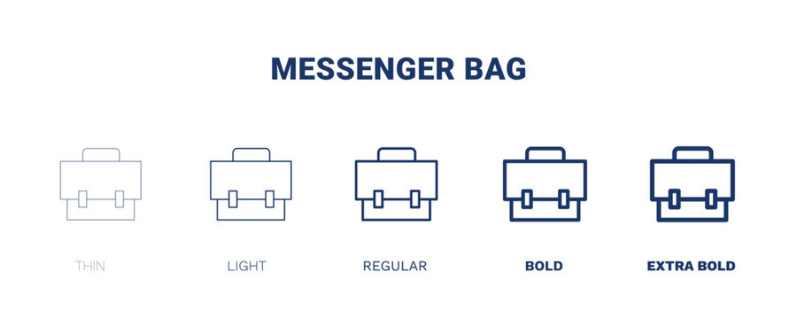 messenger bag icon. Thin, light, regular, bold, black messenger bag icon set from clothes and outfit collection. Editable messenger bag symbol can be used web and mobile