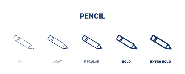 pencil icon. Thin, light, regular, bold, black pencil icon set from education and science collection. Editable pencil symbol can be used web and mobile