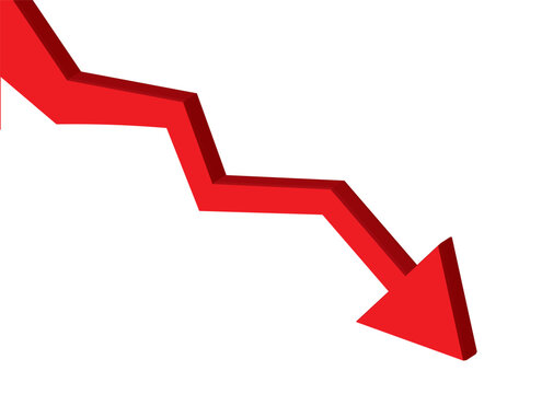 Growing business arrow on white background. Profit 3D red arrow, Vector.Business concept, growing chart. Concept of sales symbol icon with arrow moving up. Economic Arrow With Growing Trend.