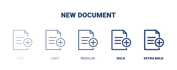 new document icon. Thin, light, regular, bold, black new document icon set from education and science collection. Editable new document symbol can be used web and mobile