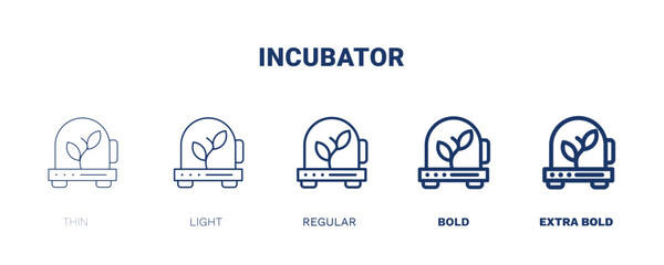 incubator icon. Thin, light, regular, bold, black incubator icon set from automation and high tech collection. Editable incubator symbol can be used web and mobile
