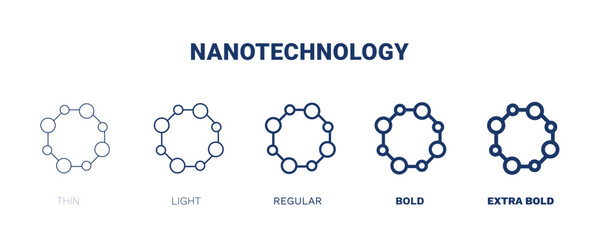 nanotechnology icon. Thin, light, regular, bold, black nanotechnology icon set from automation and high tech collection. Editable nanotechnology symbol can be used web and mobile