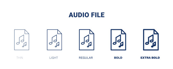 audio file icon. Thin, light, regular, bold, black audio file icon set from automation and high tech collection. Editable audio file symbol can be used web and mobile