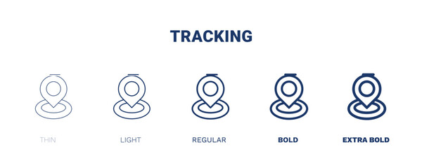 tracking icon. Thin, light, regular, bold, black tracking icon set from delivery and logistics collection. Editable tracking symbol can be used web and mobile