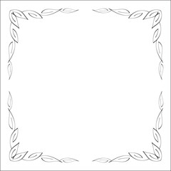 Elegant black and white monochrome ornamental border for greeting cards, banners, invitations. Vector frame for all sizes and formats. Isolated vector illustration.	