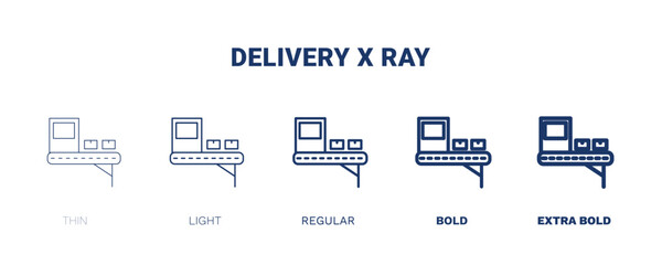 delivery x ray icon. Thin, light, regular, bold, black delivery x ray icon set from delivery and logistics collection. Editable delivery x ray symbol can be used web and mobile