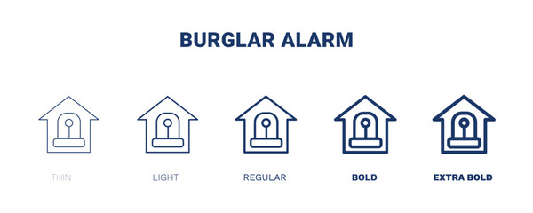 burglar alarm icon. Thin, light, regular, bold, black burglar alarm icon set from electronic device and stuff collection. Editable burglar alarm symbol can be used web and mobile