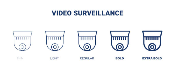 video surveillance icon. Thin, light, regular, bold, black video surveillance icon set from electronic device and stuff collection. Editable video surveillance symbol can be used web and mobile