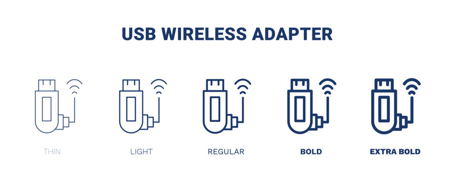 usb wireless adapter icon. Thin, light, regular, bold, black usb wireless adapter icon set from electronic device and stuff collection. Editable usb wireless adapter symbol can be used web and mobile