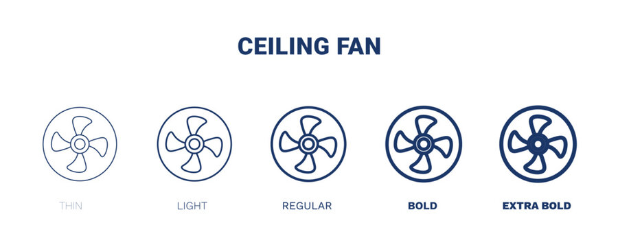 ceiling fan icon. Thin, light, regular, bold, black ceiling fan icon set from electronic device and stuff collection. Editable ceiling fan symbol can be used web and mobile