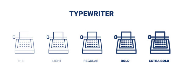 typewriter icon. Thin, light, regular, bold, black typewriter icon set from electronic device and stuff collection. Editable typewriter symbol can be used web and mobile