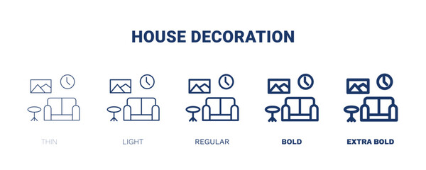 house decoration icon. Thin, light, regular, bold, black house decoration icon set from real estate industry collection. Editable house decoration symbol can be used web and mobile