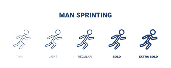 man sprinting icon. Thin, light, regular, bold, black man sprinting icon set from sport and games collection. Editable man sprinting symbol can be used web and mobile