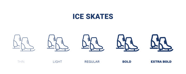 ice skates icon. Thin, light, regular, bold, black ice skates icon set from sport and games collection. Editable ice skates symbol can be used web and mobile