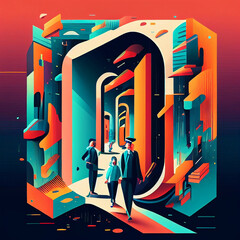 A colorful poster with the letter o on it