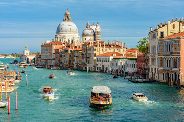 Fototapeta na wymiar Santa Maria della Salute cathedral and Grand canal, Venice, Italy