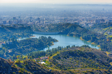 Hollywood Reservoir and the Mulholland Dam