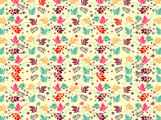 seamless floral pattern's set of collection ornaments. decorative hand drawn abstract botanic leaves background. Endless textile texture used for printing retro fabric pattern design.