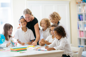 Kids back to school. Group of children.