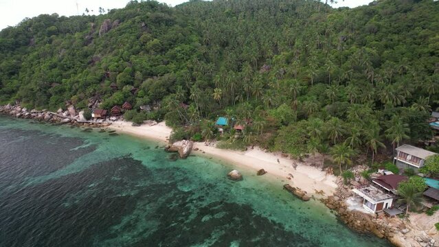 4K Aerial Footage of Aow June Juea Beach on Koh Tao, Surat Thani