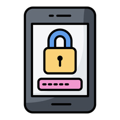 Mobile Security Line Color Icon