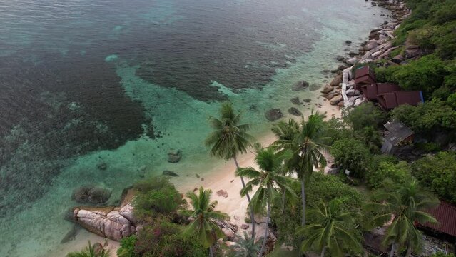 4K Aerial Footage of Aow June Juea Beach on Koh Tao, Surat Thani