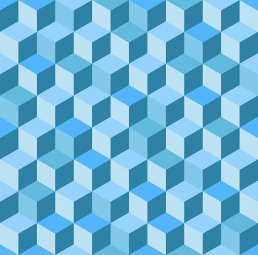 Blue cube pattern - seamless vector texture