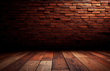 red brick wall texture and wood floor background