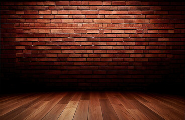 red brick wall texture and wood floor background