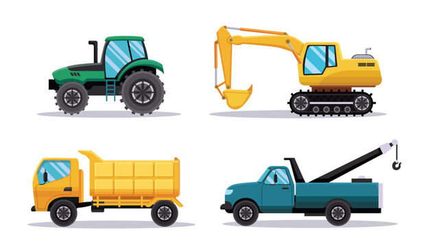 set of car vehicles construction vector illustration