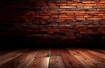 red brick wall texture and wood floor background