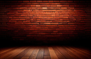 red brick wall texture and wood floor background
