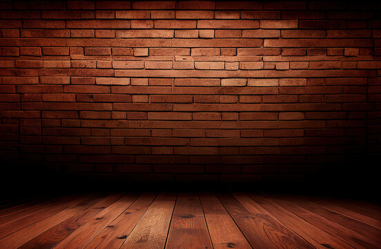 red brick wall texture and wood floor background