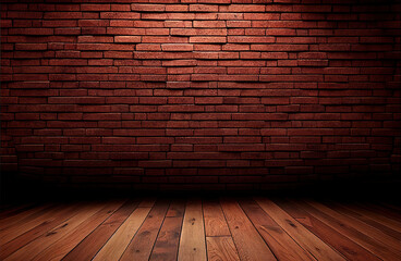 red brick wall texture and wood floor background