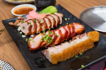 Chinese BBQ Meat Platter with Crispy Pork, Char Siu and Roast Duck