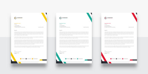 Abstract modern colorful business letterhead design template. With color variation creative letterhead Template. modern letterhead design template for your project. Business letterhead design.