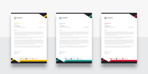 Abstract modern Clean professional corporate letterhead template. color variation creative letterhead Template. modern letterhead design template for your project. Business letterhead design.
