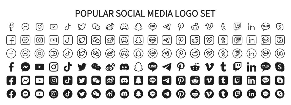 Social media icon set with simple expressions