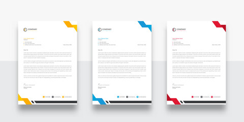 Modern Corporate company business letterhead template. With color variation creative letterhead Template. modern letterhead design template for your project. Business letterhead design.
