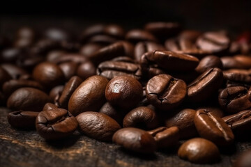 Naklejka premium Close up coffee beans background. AI generated.