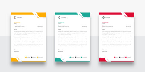clean and simple business company letterhead template. With color variation creative letterhead Template. modern letterhead design template for your project. Business letterhead design.
