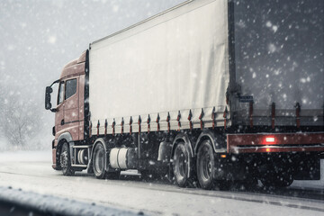 Fototapeta na wymiar Truck with container on highway, cargo transportation, generative ai