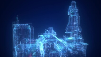 Blue Technology Space Station, Alien Science Fiction Base, Mars Base Construction, Science Fiction Future Next Generation Laboratory. - Powered by Adobe