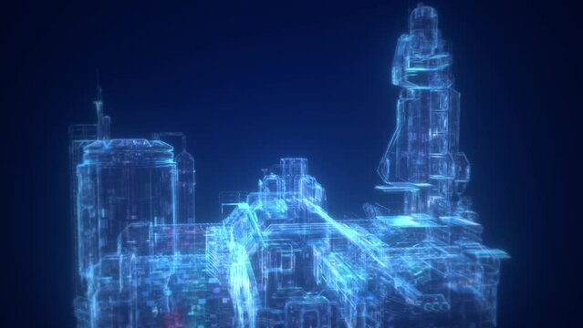 Blue Technology Space Station, Alien Science Fiction Base, Mars Base Construction, Science Fiction Future Next Generation Laboratory.