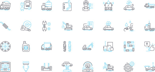 Obraz premium Film sector linear icons set. Cinema, Hollywood, Blockbuster, Indie, Premiere, Actor, Director line vector and concept signs. Script,Screenplay,Soundtrack outline illustrations Generative AI