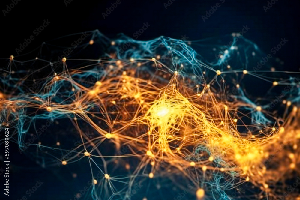Aufkleber blue and orange abstract technology background. created with generative ai technology.