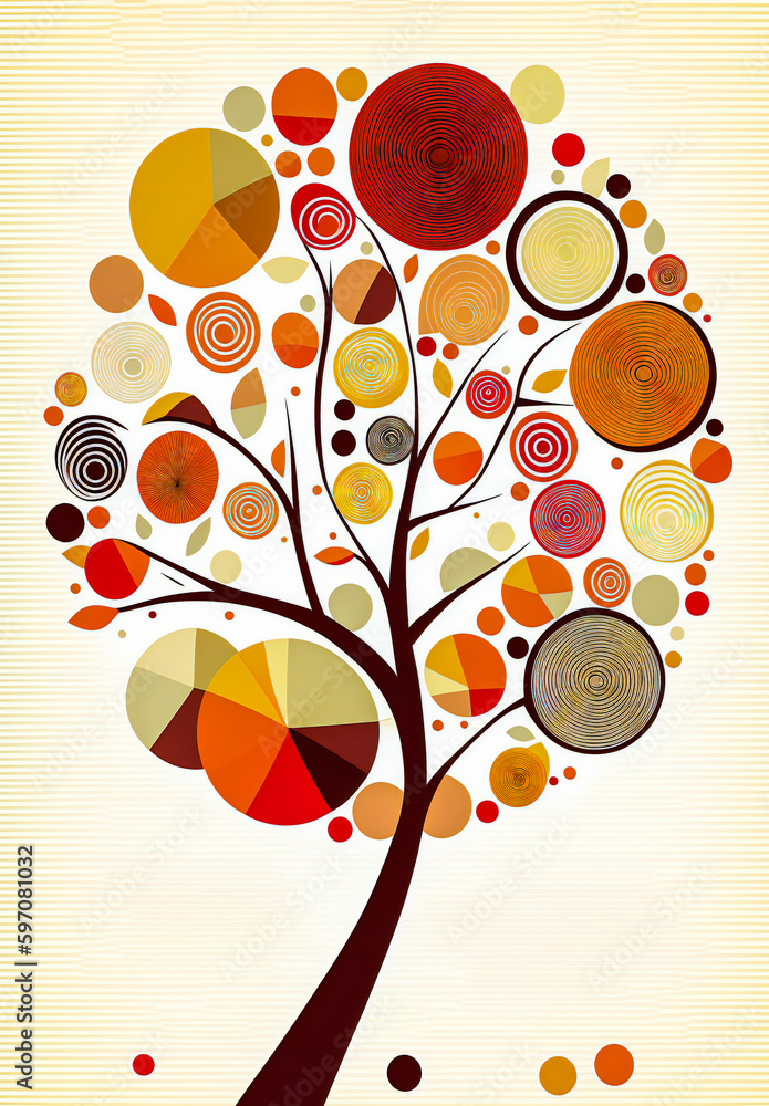 Poster artistic stylized tree. created with generative ai technology.
