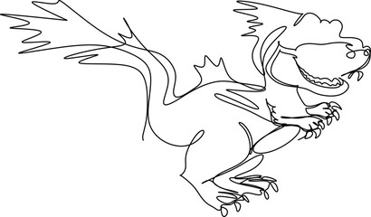 One line art. one continuous line art of a baby dragon