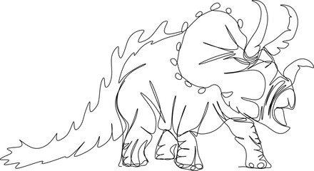 one line art. one continuous line art of a a triceratops